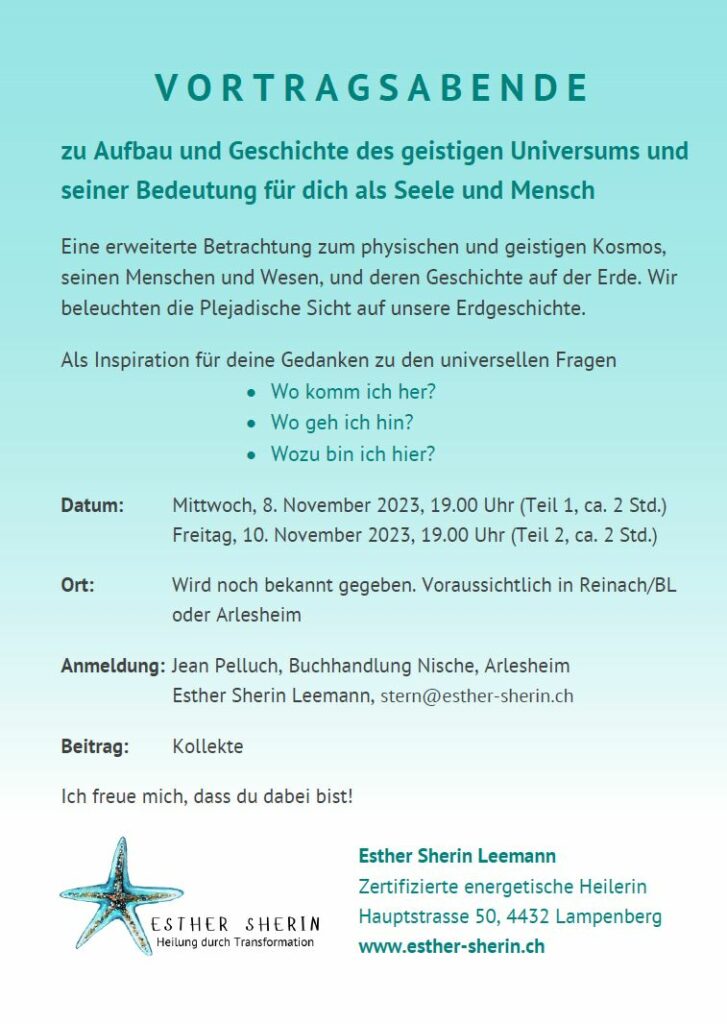 Flyer Vortragsabende in November 2023